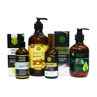 Hair Care Solution - 02 (Special Hair Oil + Gold Caviar Serum + Argan Shampoo + Anti-Dandruff Shampoo)